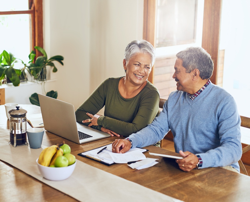 Couple reviewing finances together