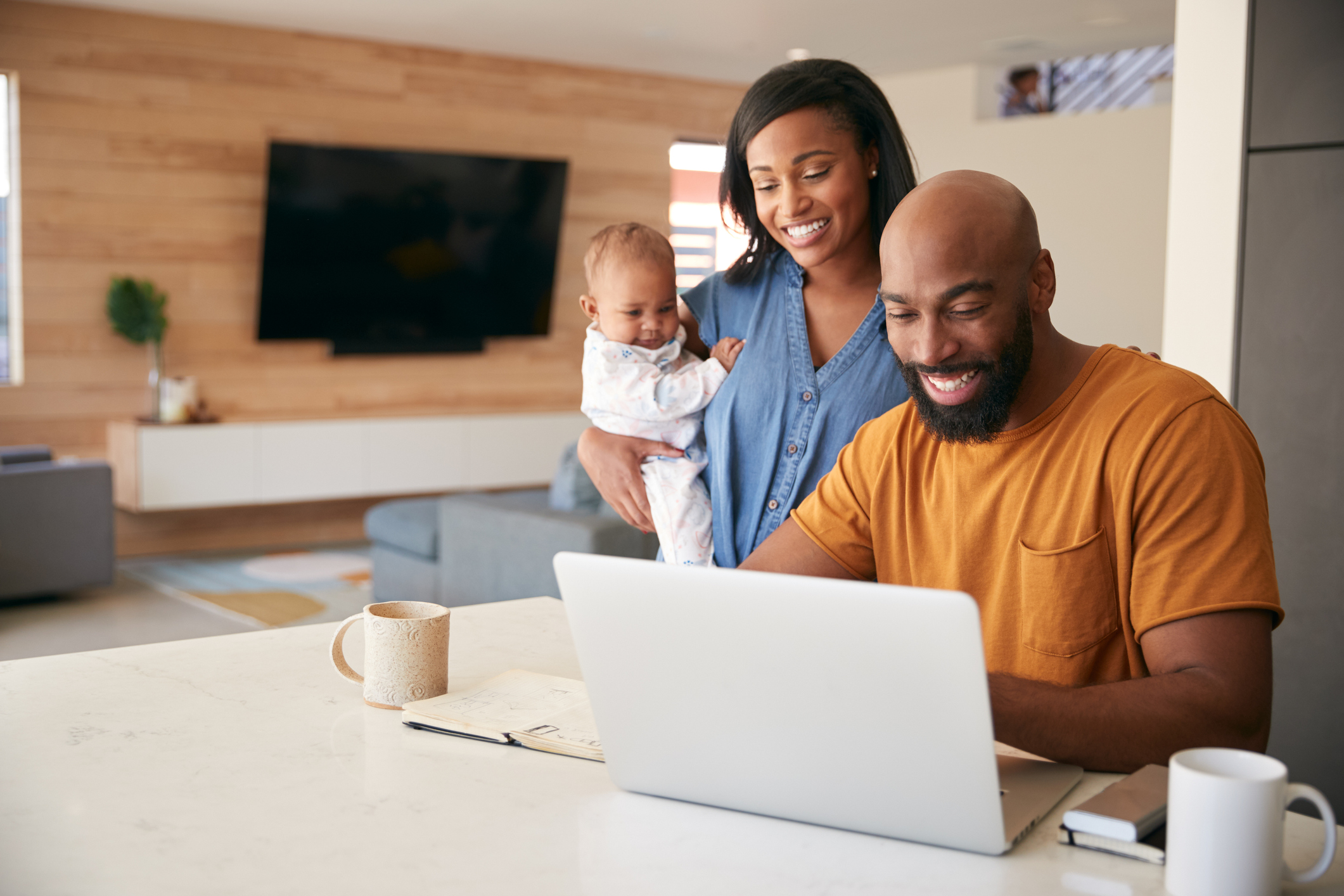 Couple reviewing finances together