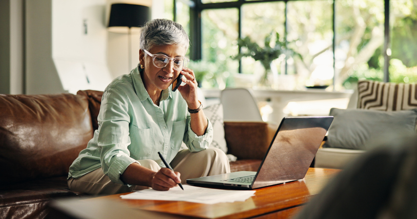 Couple reviewing finances together
